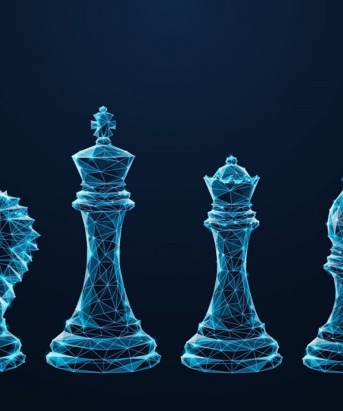 Digital,Polygonal,Image,Of,Chess,Pieces.,Pawn,,Knight,,King,,Queen,